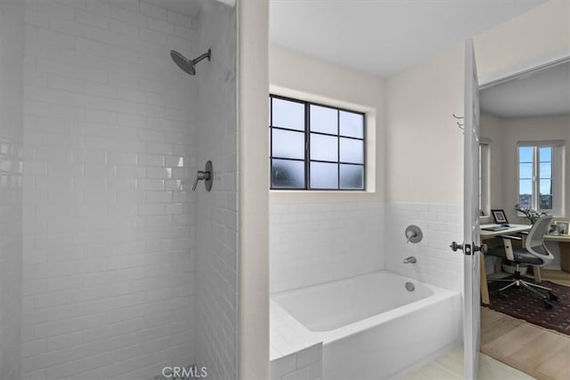 320 W 19th St Unit 1, San Pedro, CA 90731 - full bathroom featuring a garden tub, tiled shower, and wood finished floors