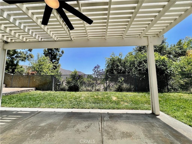 5890 Kendrick Dr, Riverside, CA 92507 - view of patio featuring ceiling fan and a pergola