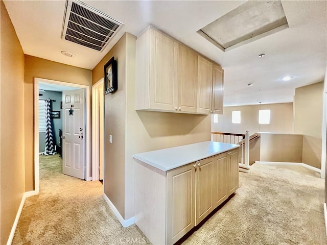 5890 Kendrick Dr, Riverside, CA 92507 - corridor with light carpet, baseboards, and an upstairs landing