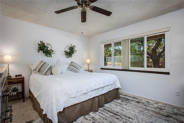 56643 Bonanza Dr, Yucca Valley, CA 92284 - bedroom featuring a textured ceiling and ceiling fan