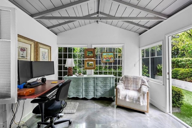 541 1st St, Manhattan Beach, CA 90266 - office featuring concrete flooring and wood ceiling