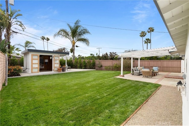 3145 Sicily Ave, Costa Mesa, CA 92626 - view of yard featuring a patio, outdoor lounge area, and a pergola