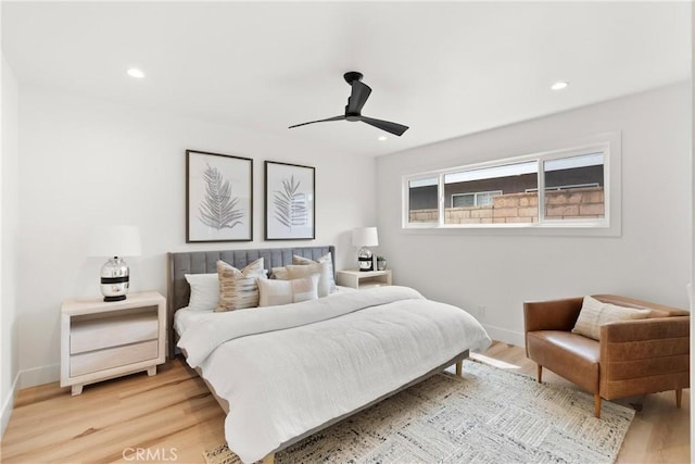 3145 Sicily Ave, Costa Mesa, CA 92626 - bedroom with baseboards, wood finished floors, ceiling fan, and recessed lighting