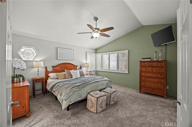 14252 Parkside Ct, Chino Hills, CA 91709 - carpeted bedroom with vaulted ceiling and ceiling fan