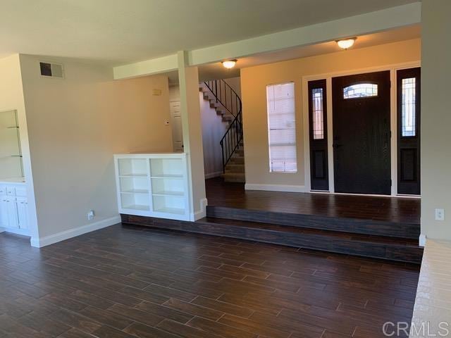 6 Cape Cod, Irvine, CA 92620 - entrance foyer with baseboards, wood finished floors, and stairs