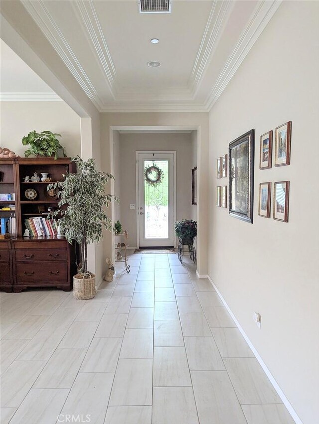 1582 Timberline, Beaumont, CA 92223 - foyer featuring ornamental molding and a raised ceiling