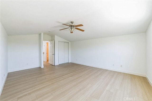 1172 Cedar Hollow Rd, Beaumont, CA 92223 - unfurnished room featuring ceiling fan, light wood finished floors, and lofted ceiling