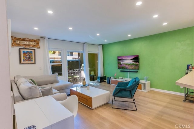 18350 Hatteras St Unit 169, Tarzana, CA 91356 - living area with light wood-style floors, recessed lighting, and baseboards