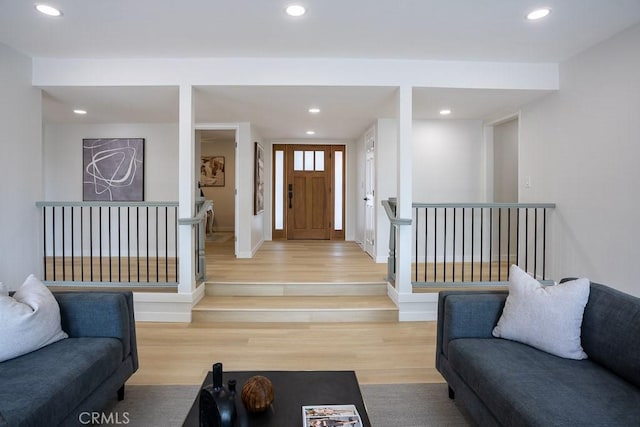 22282 Canones Cir, Saugus, CA 91350 - entrance foyer with wood finished floors, recessed lighting, and baseboards