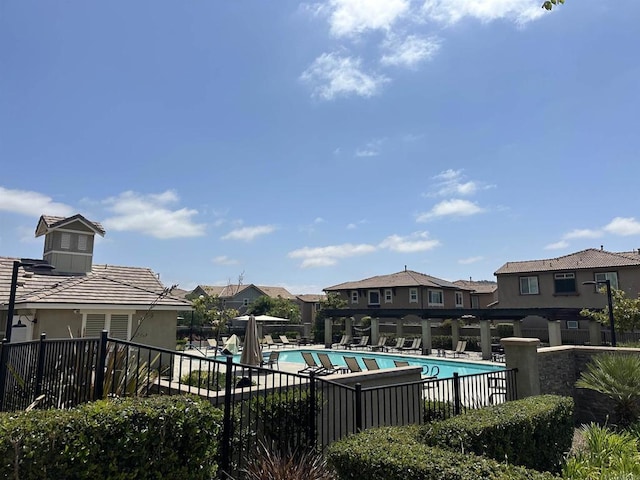 253 Oberland Way, Fallbrook, CA 92028 - community pool with a pergola, a residential view, and a patio