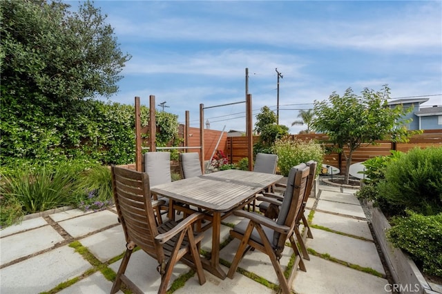 6017 Carnegie St, San Diego, CA 92122 - fenced backyard featuring a patio and outdoor dining area