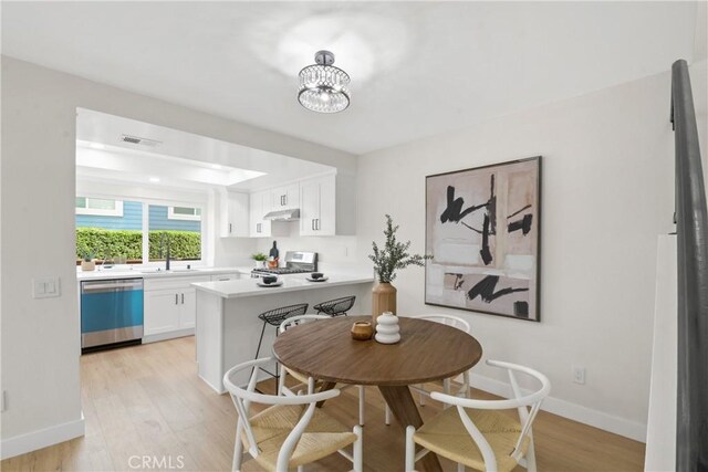 921 Boon Pl Unit A, Corona, CA 92881 - dining area with light wood finished floors, baseboards, and a chandelier