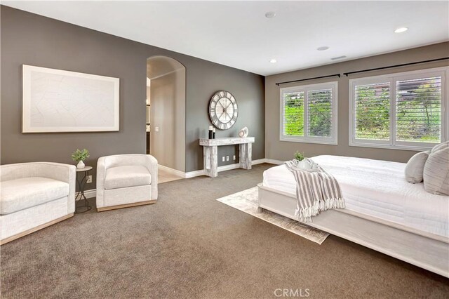29310 Paseo Palmar, San Juan Capistrano, CA 92675 - bedroom featuring arched walkways, carpet, baseboards, and recessed lighting