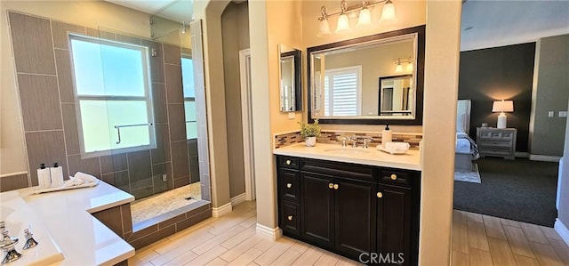 29310 Paseo Palmar, San Juan Capistrano, CA 92675 - ensuite bathroom with walk in shower, vanity, wood finished floors, and a bathtub