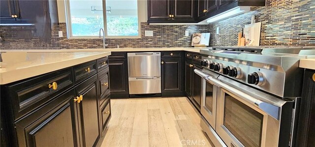 29310 Paseo Palmar, San Juan Capistrano, CA 92675 - kitchen with stainless steel appliances, light wood-style flooring, light countertops, and tasteful backsplash