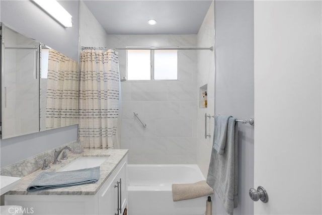 2006 W 180th Pl, Torrance, CA 90504 - full bathroom featuring vanity and shower / bath combination with curtain
