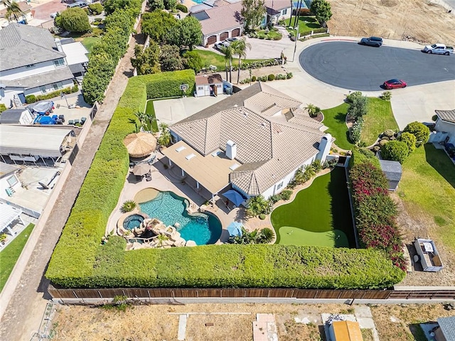 1459 W Quince Ct, Ontario, CA 91762 - aerial perspective of suburban area featuring a pool