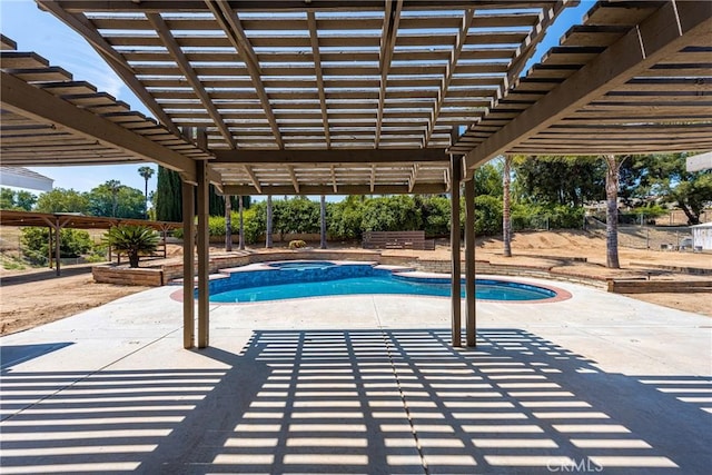 16481 Valle Vista Way, Riverside, CA 92506 - view of pool featuring a patio, a pergola, and a pool with connected hot tub