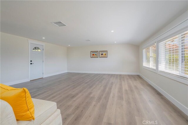 2445 Ocean View Dr, Upland, CA 91784 - unfurnished living room featuring light wood-style floors, baseboards, and recessed lighting