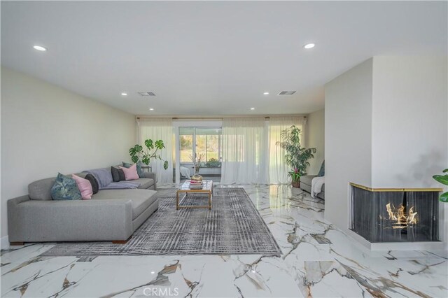2445 Ocean View Dr, Upland, CA 91784 - living room featuring recessed lighting and marble tiled flooring