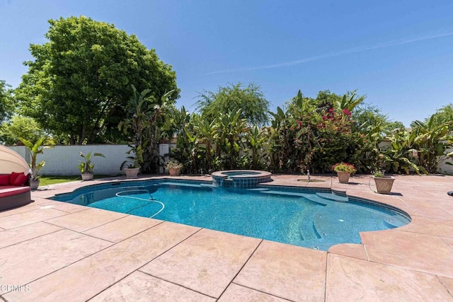 3007 Springbank Ct, Bakersfield, CA 93311 - view of pool with a patio, a fenced backyard, and a pool with connected hot tub