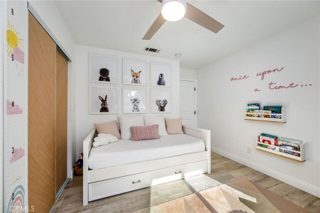 4852 W 129th St, Hawthorne, CA 90250 - bedroom with wood finished floors, a closet, and ceiling fan