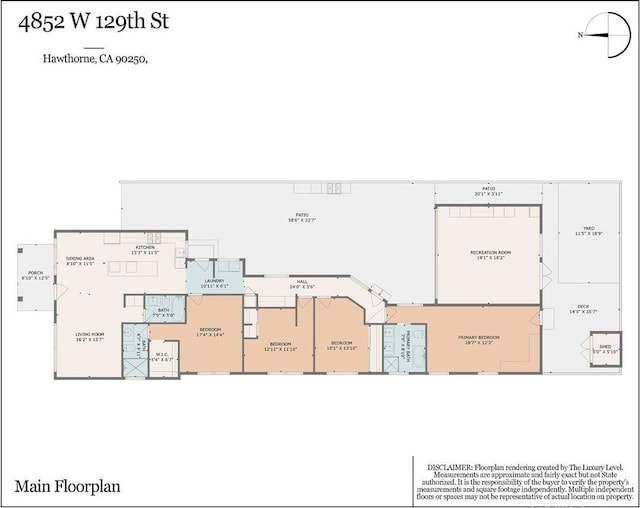4852 W 129th St, Hawthorne, CA 90250 - view of property floor plan