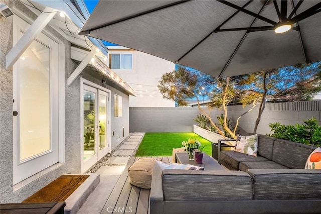 4852 W 129th St, Hawthorne, CA 90250 - fenced backyard featuring outdoor lounge area