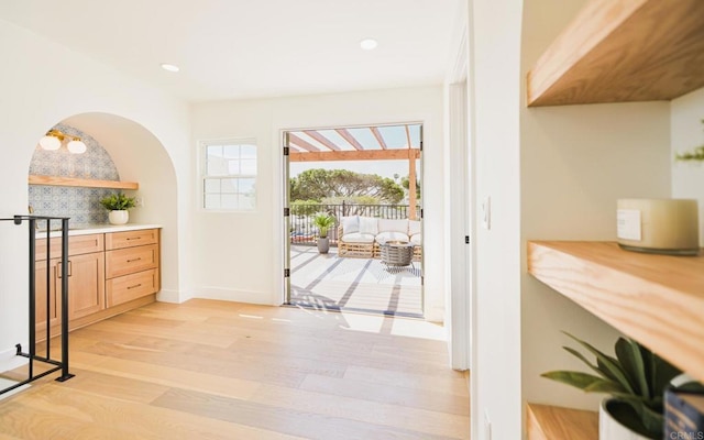 3728 Wawona Dr, San Diego, CA 92107 - entryway with light wood-style floors, baseboards, and recessed lighting