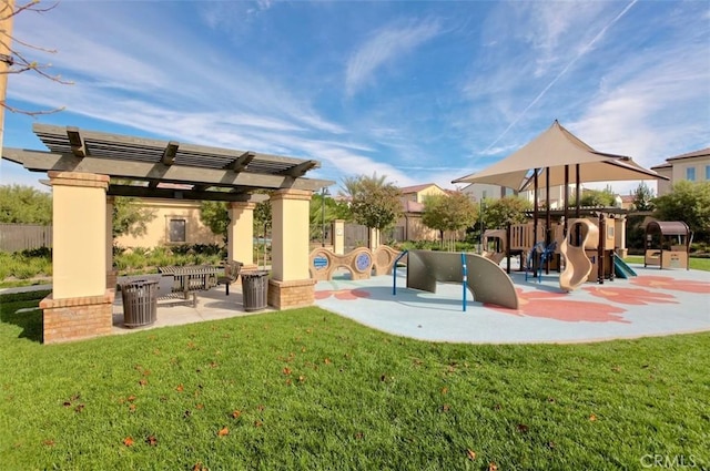 123 Windham, Irvine, CA 92620 - community playground featuring a pergola and a lawn