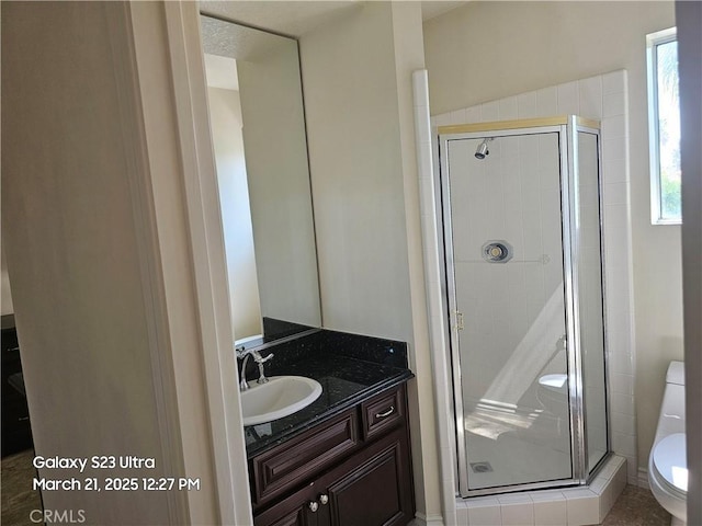1849 10th Ave, Monrovia, CA 91016 - bathroom with toilet, vanity, and a stall shower