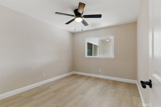 1551 Indian Trl, San Bernardino, CA 92407 - empty room with light wood-style flooring, baseboards, and a ceiling fan