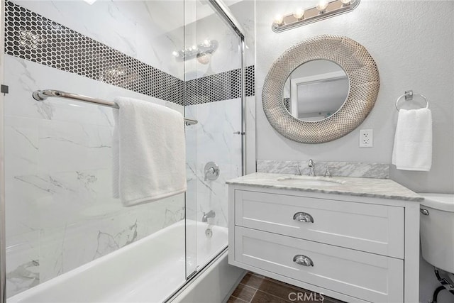 17776 Buena Vista Ave, Yorba Linda, CA 92886 - bathroom featuring combined bath / shower with glass door, vanity, and toilet