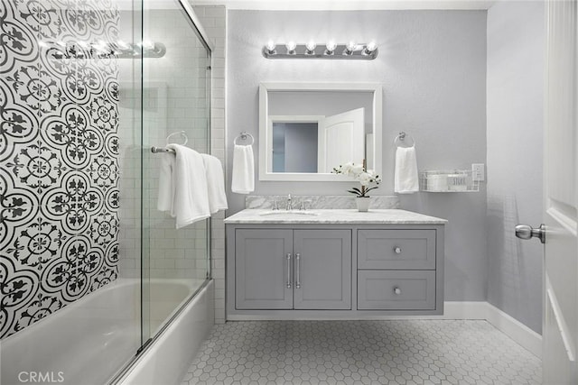 17776 Buena Vista Ave, Yorba Linda, CA 92886 - full bath with shower / bath combination with glass door, vanity, and tile patterned floors