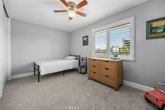 17776 Buena Vista Ave, Yorba Linda, CA 92886 - bedroom featuring light carpet, baseboards, and a ceiling fan