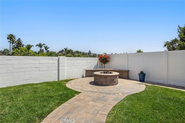 17776 Buena Vista Ave, Yorba Linda, CA 92886 - view of yard with an outdoor fire pit and a patio area