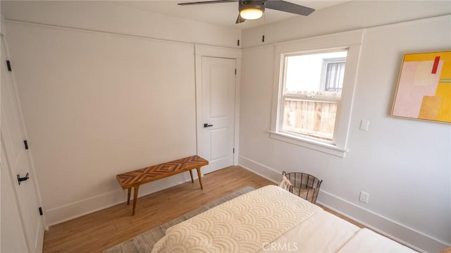 1520 Ohio Ave, Long Beach, CA 90804 - bedroom with wood finished floors, baseboards, and a ceiling fan