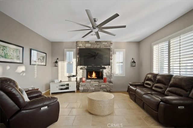 23501 Brigin Pl, Murrieta, CA 92562 - living area with baseboards, ceiling fan, and healthy amount of natural light