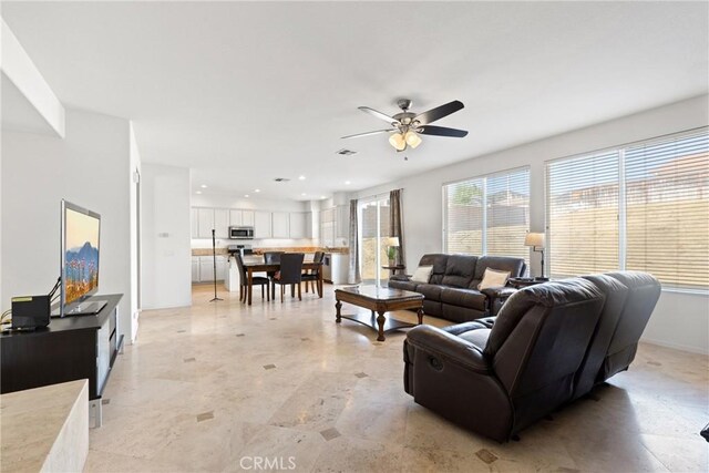 35358 Perla Pl, Wildomar, CA 92595 - living room with healthy amount of natural light, ceiling fan, and recessed lighting