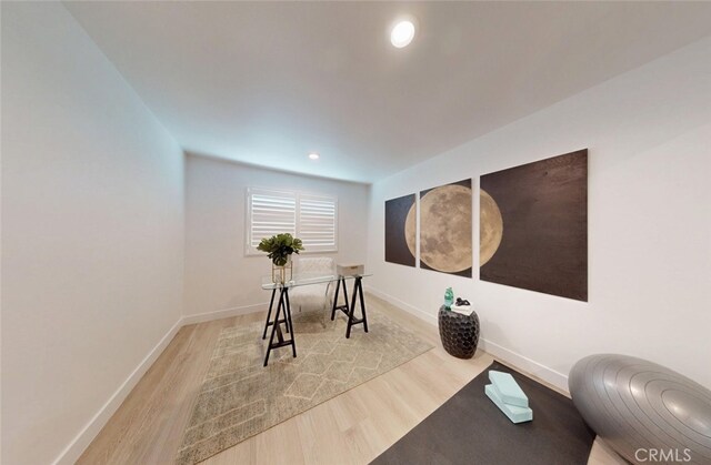 4263 E Ranch Gate Rd, Anaheim Hills, CA 92807 - workout area with light wood-style floors, baseboards, and recessed lighting