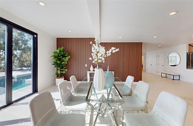 4263 E Ranch Gate Rd, Anaheim Hills, CA 92807 - dining area featuring an accent wall and recessed lighting