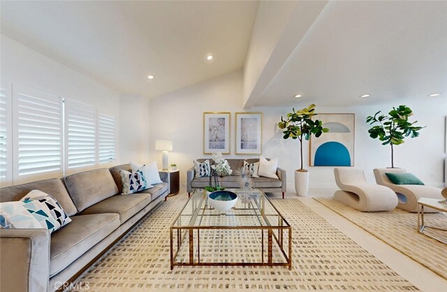 4263 E Ranch Gate Rd, Anaheim Hills, CA 92807 - living room with recessed lighting and vaulted ceiling