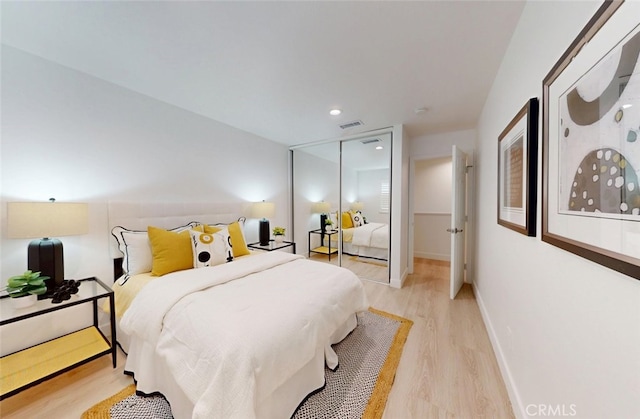 4263 E Ranch Gate Rd, Anaheim Hills, CA 92807 - bedroom featuring light wood finished floors, a closet, baseboards, and recessed lighting