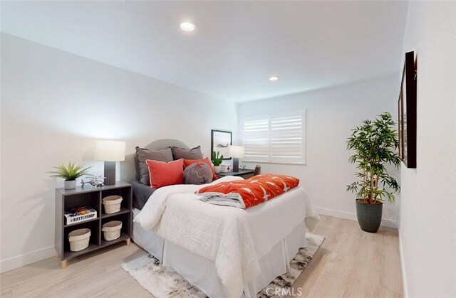 4263 E Ranch Gate Rd, Anaheim Hills, CA 92807 - bedroom with light wood-style flooring, baseboards, and recessed lighting