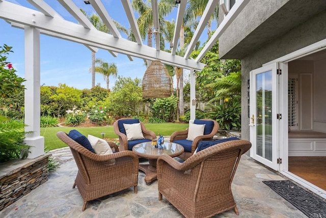 3686 Landfair Ct, San Diego, CA 92130 - view of patio / terrace featuring a pergola and french doors