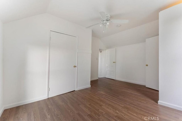 818 6th St, Corning, CA 96021 - bonus room featuring vaulted ceiling, wood finished floors, ceiling fan, and baseboards