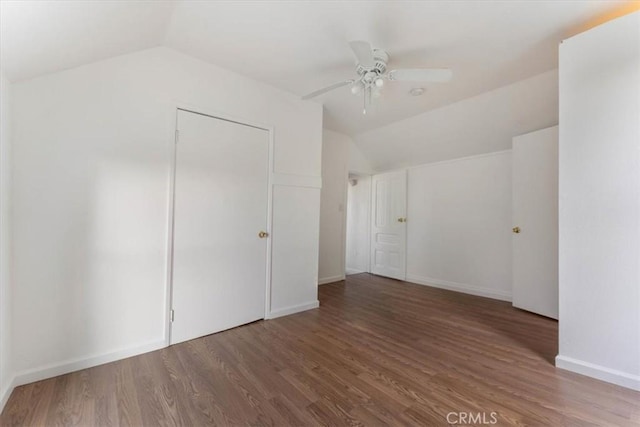 818 6th St, Corning, CA 96021 - additional living space featuring vaulted ceiling, wood finished floors, and a ceiling fan