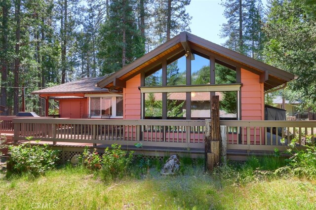 8067 Chilnualna Falls Rd, Wawona, CA 95389 - back of property featuring a deck