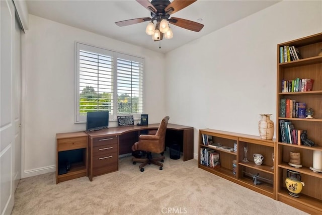 1177 Estee Ct, Fallbrook, CA 92028 - office featuring light carpet, ceiling fan, and baseboards