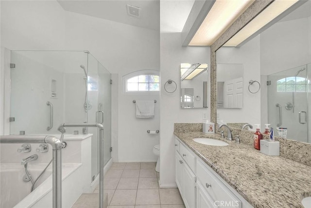 10644 Claridge Pl, Whittier, CA 90603 - full bath featuring vanity, a stall shower, a garden tub, toilet, and baseboards